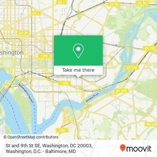 Mapa de St and 9th St SE, Washington, DC 20003