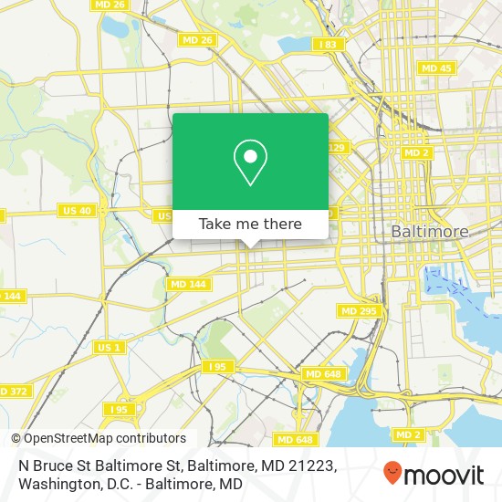 Mapa de N Bruce St Baltimore St, Baltimore, MD 21223