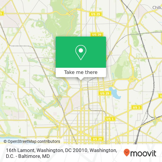 Mapa de 16th Lamont, Washington, DC 20010