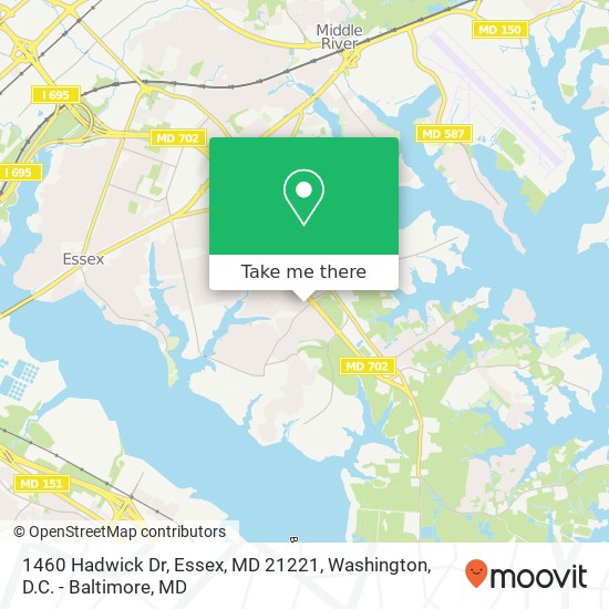 Mapa de 1460 Hadwick Dr, Essex, MD 21221