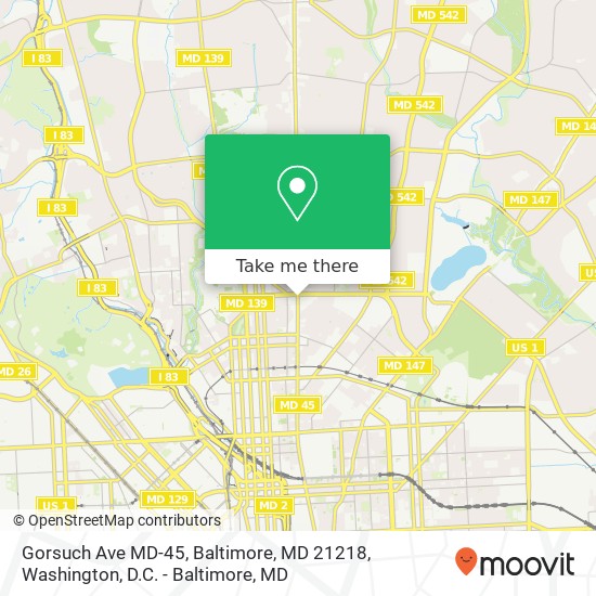 Mapa de Gorsuch Ave MD-45, Baltimore, MD 21218