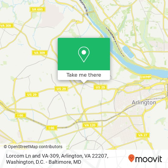 Lorcom Ln and VA-309, Arlington, VA 22207 map