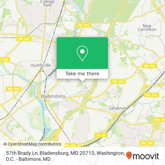 Mapa de 57th Brady Ln, Bladensburg, MD 20710