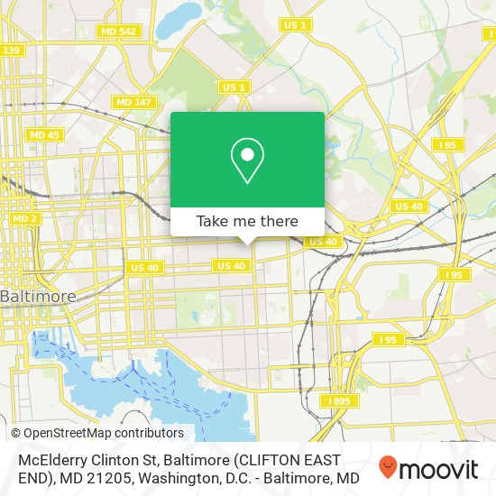 Mapa de McElderry Clinton St, Baltimore (CLIFTON EAST END), MD 21205