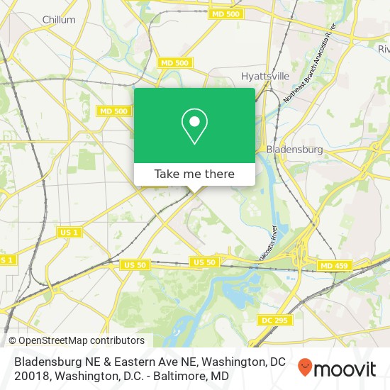 Bladensburg NE & Eastern Ave NE, Washington, DC 20018 map