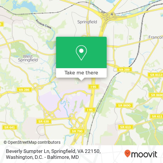 Beverly Sumpter Ln, Springfield, VA 22150 map