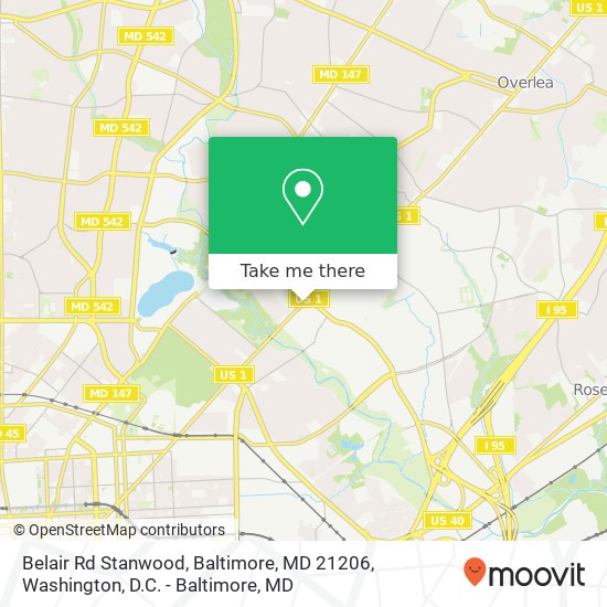 Mapa de Belair Rd Stanwood, Baltimore, MD 21206