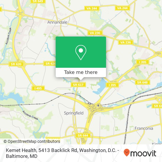 Mapa de Kemet Health, 5413 Backlick Rd