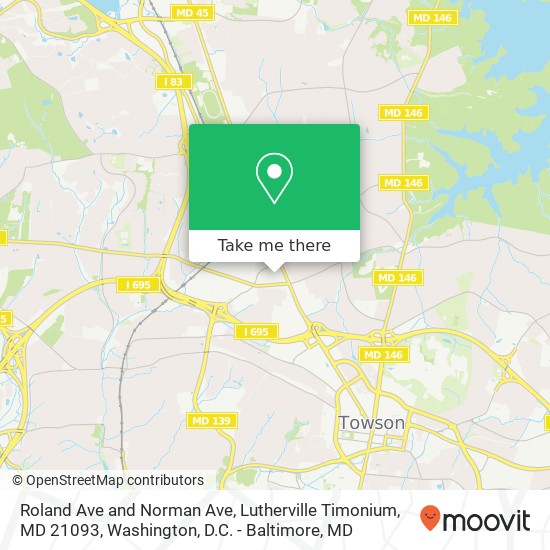 Roland Ave and Norman Ave, Lutherville Timonium, MD 21093 map