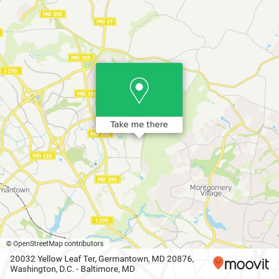 Mapa de 20032 Yellow Leaf Ter, Germantown, MD 20876