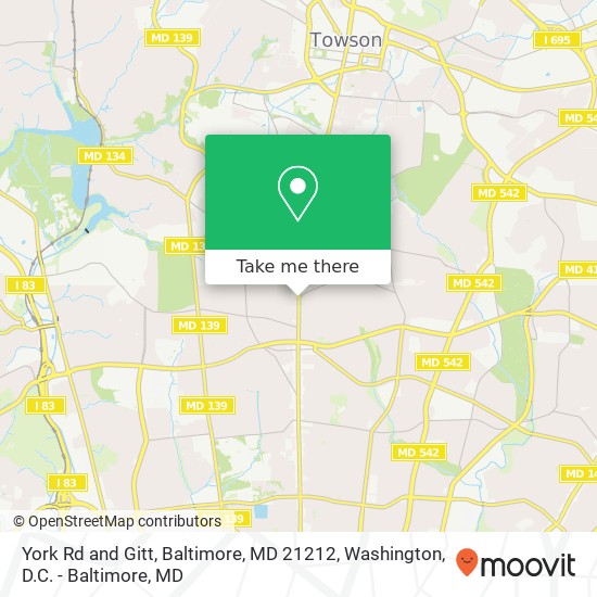 York Rd and Gitt, Baltimore, MD 21212 map