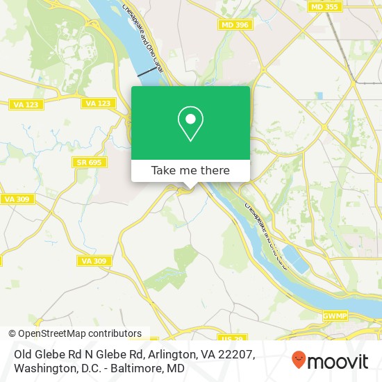 Mapa de Old Glebe Rd N Glebe Rd, Arlington, VA 22207