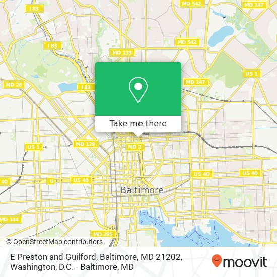 E Preston and Guilford, Baltimore, MD 21202 map