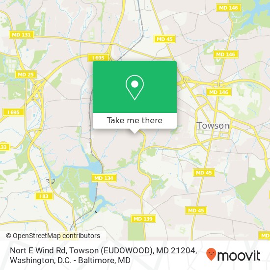 Mapa de Nort E Wind Rd, Towson (EUDOWOOD), MD 21204