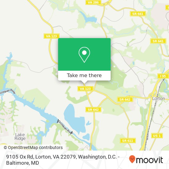 Mapa de 9105 Ox Rd, Lorton, VA 22079