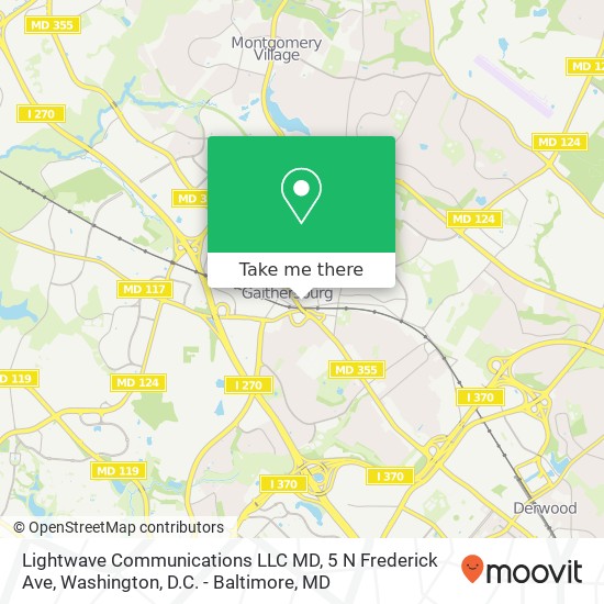 Mapa de Lightwave Communications LLC MD, 5 N Frederick Ave
