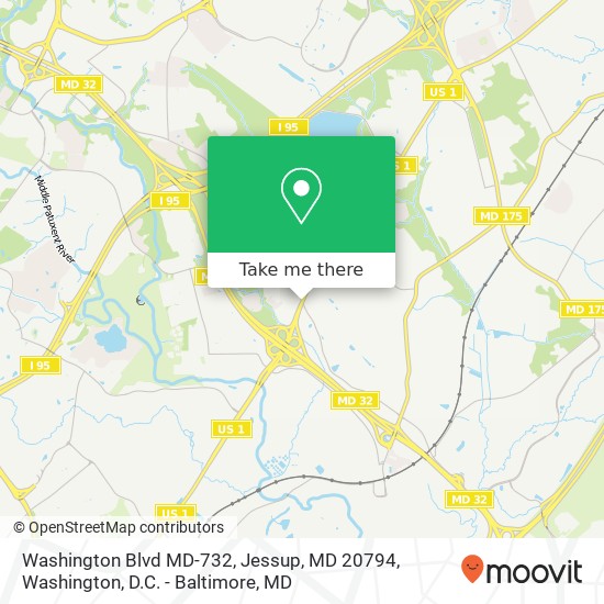 Mapa de Washington Blvd MD-732, Jessup, MD 20794