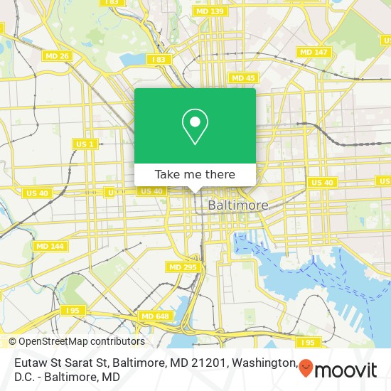 Mapa de Eutaw St Sarat St, Baltimore, MD 21201