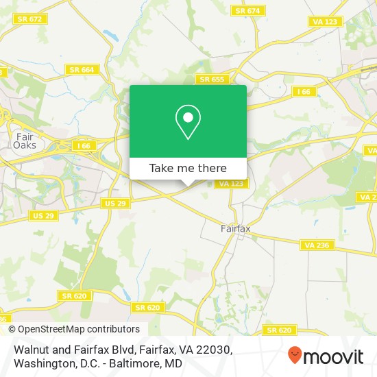 Mapa de Walnut and Fairfax Blvd, Fairfax, VA 22030