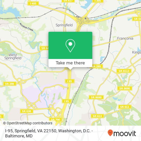 Mapa de I-95, Springfield, VA 22150