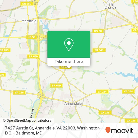 Mapa de 7427 Austin St, Annandale, VA 22003