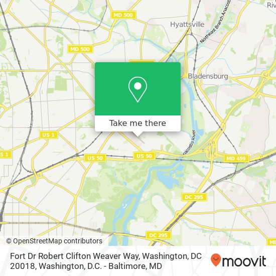 Fort Dr Robert Clifton Weaver Way, Washington, DC 20018 map