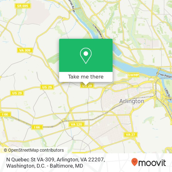 Mapa de N Quebec St VA-309, Arlington, VA 22207
