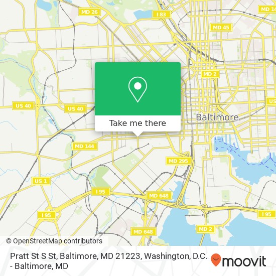 Mapa de Pratt St S St, Baltimore, MD 21223