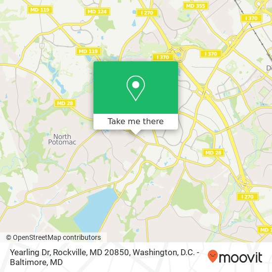 Mapa de Yearling Dr, Rockville, MD 20850