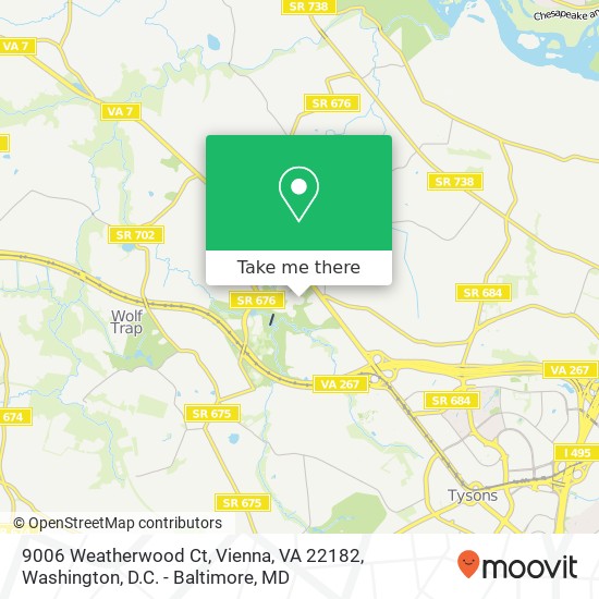 9006 Weatherwood Ct, Vienna, VA 22182 map