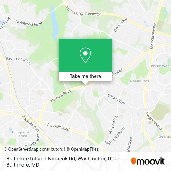 Baltimore Rd and Norbeck Rd map