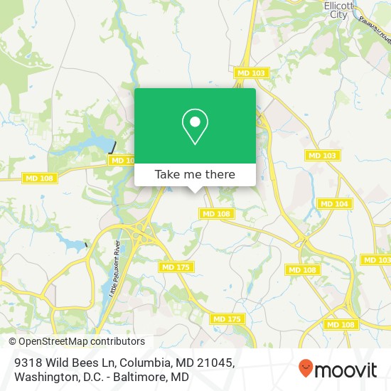 Mapa de 9318 Wild Bees Ln, Columbia, MD 21045