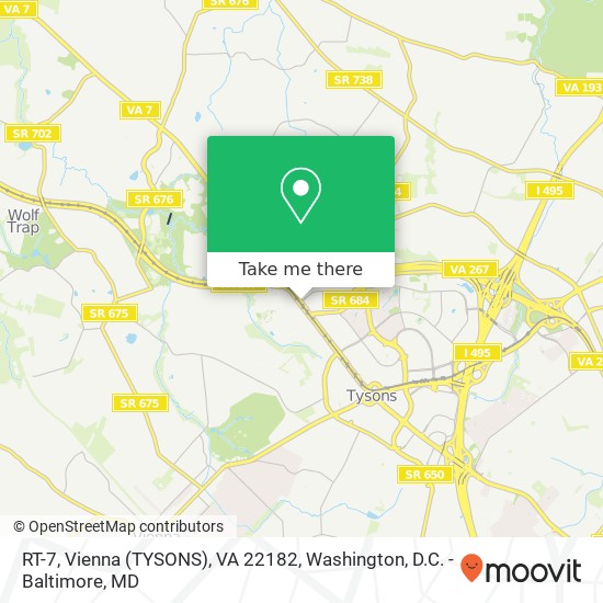 Mapa de RT-7, Vienna (TYSONS), VA 22182
