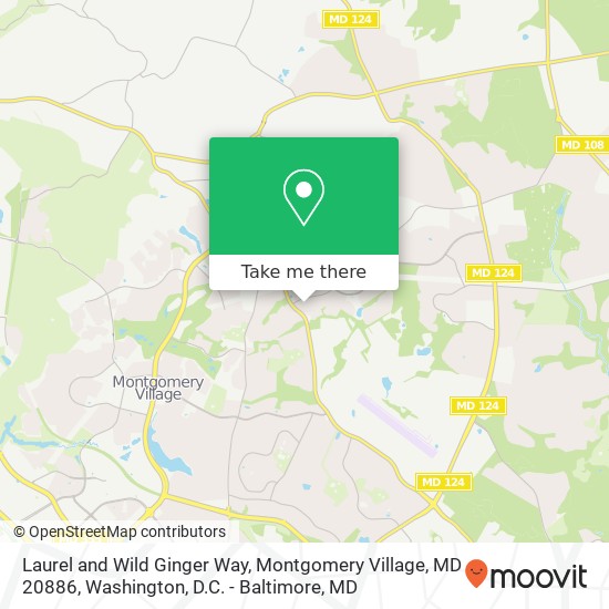 Mapa de Laurel and Wild Ginger Way, Montgomery Village, MD 20886