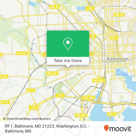 Mapa de RT-1, Baltimore, MD 21223