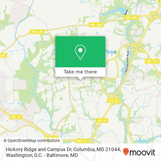 Hickory Ridge and Campus Dr, Columbia, MD 21044 map