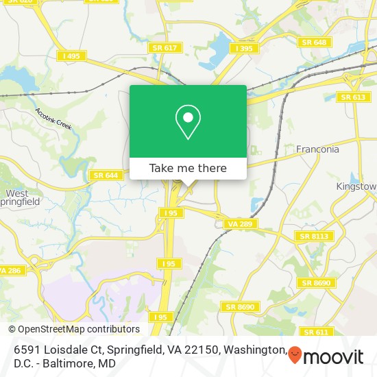 Mapa de 6591 Loisdale Ct, Springfield, VA 22150