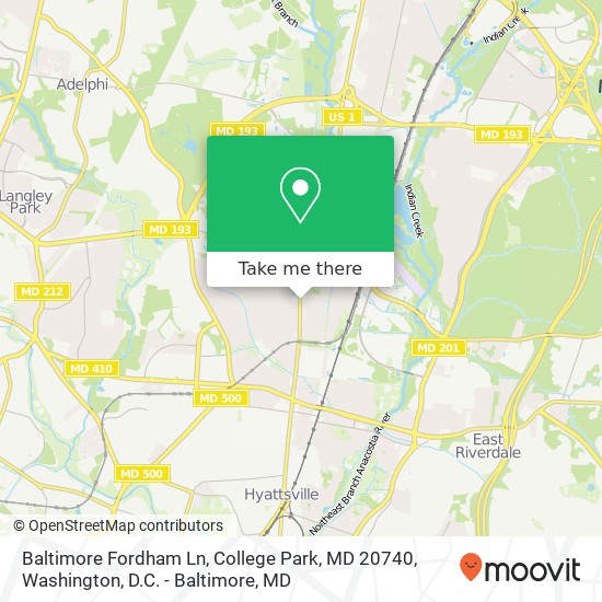 Mapa de Baltimore Fordham Ln, College Park, MD 20740