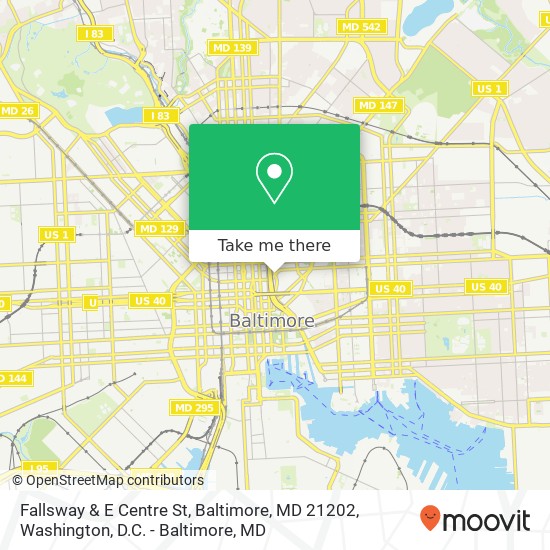 Mapa de Fallsway & E Centre St, Baltimore, MD 21202