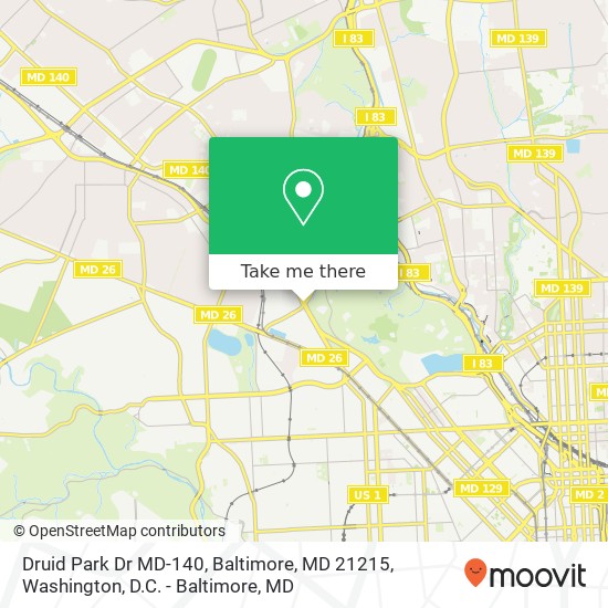 Mapa de Druid Park Dr MD-140, Baltimore, MD 21215