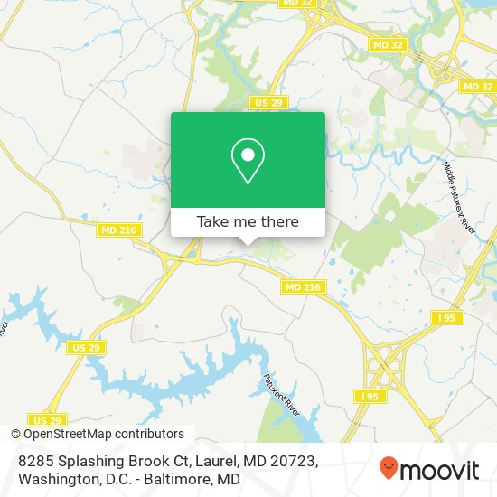 Mapa de 8285 Splashing Brook Ct, Laurel, MD 20723