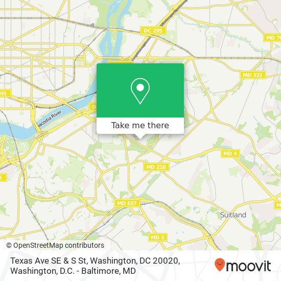 Texas Ave SE & S St, Washington, DC 20020 map