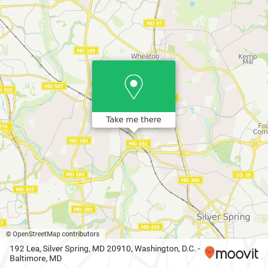 Mapa de 192 Lea, Silver Spring, MD 20910