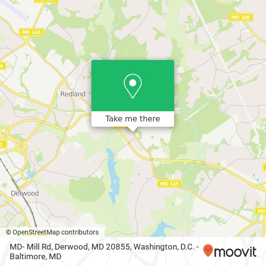 Mapa de MD- Mill Rd, Derwood, MD 20855