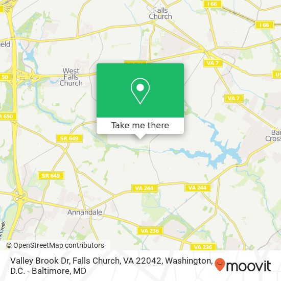 Mapa de Valley Brook Dr, Falls Church, VA 22042