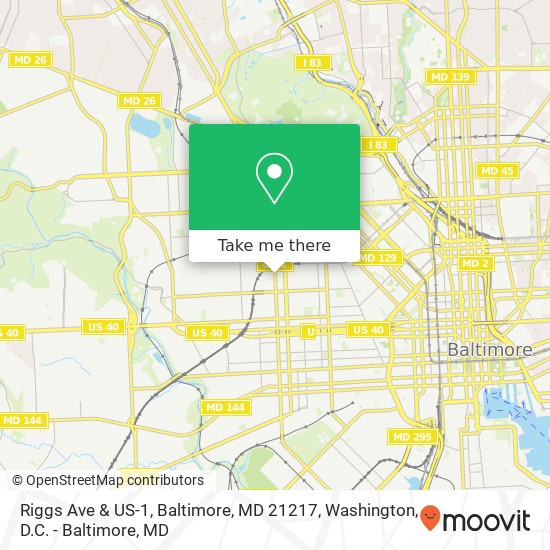 Riggs Ave & US-1, Baltimore, MD 21217 map