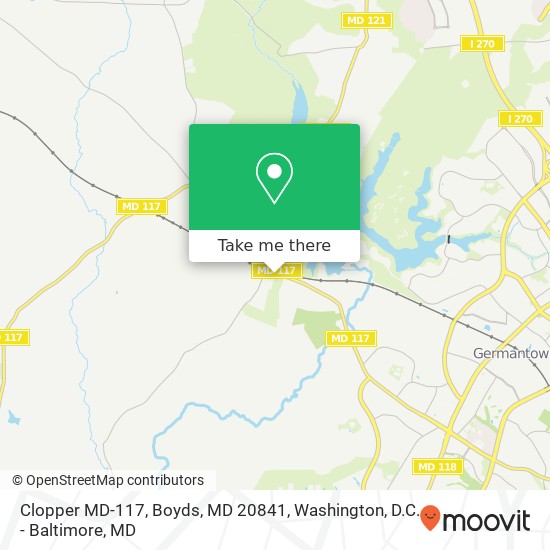 Mapa de Clopper MD-117, Boyds, MD 20841
