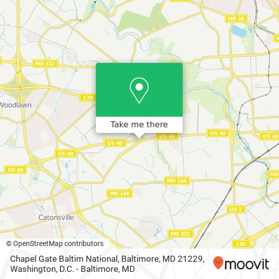Mapa de Chapel Gate Baltim National, Baltimore, MD 21229