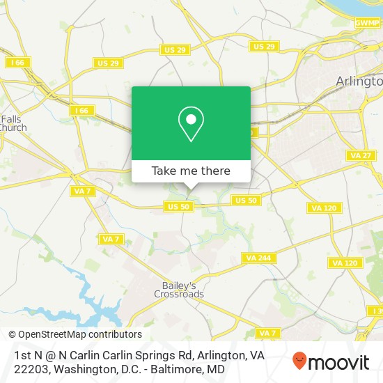 Mapa de 1st N @ N Carlin Carlin Springs Rd, Arlington, VA 22203