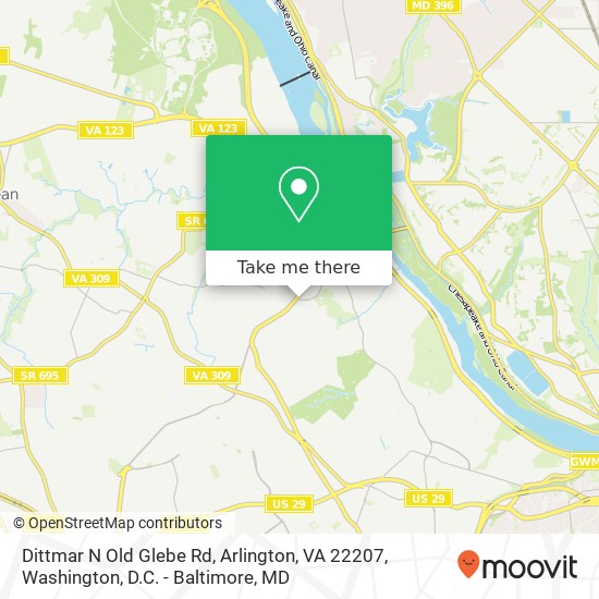 Mapa de Dittmar N Old Glebe Rd, Arlington, VA 22207